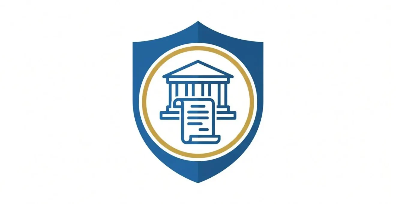 Symbole de certification avec écu et sceau officiel représentant l'habilitation professionnelle