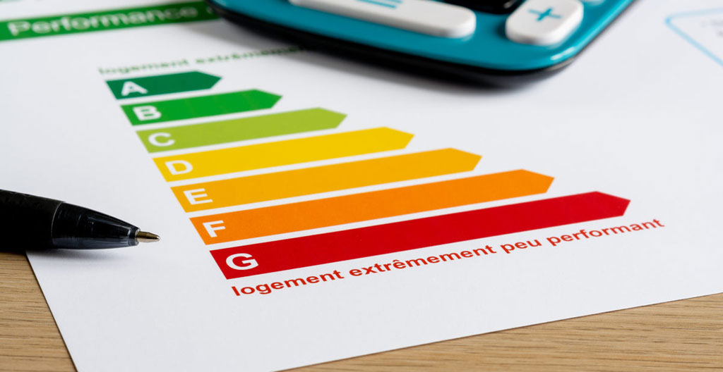 Energy performance certificate with color-coded rating scale from A to G