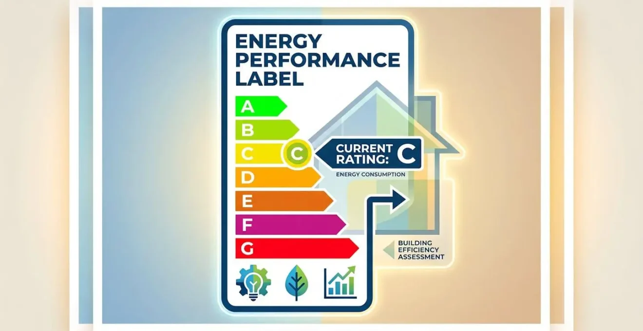 Energy performance certificate with color-coded rating scale from A to G